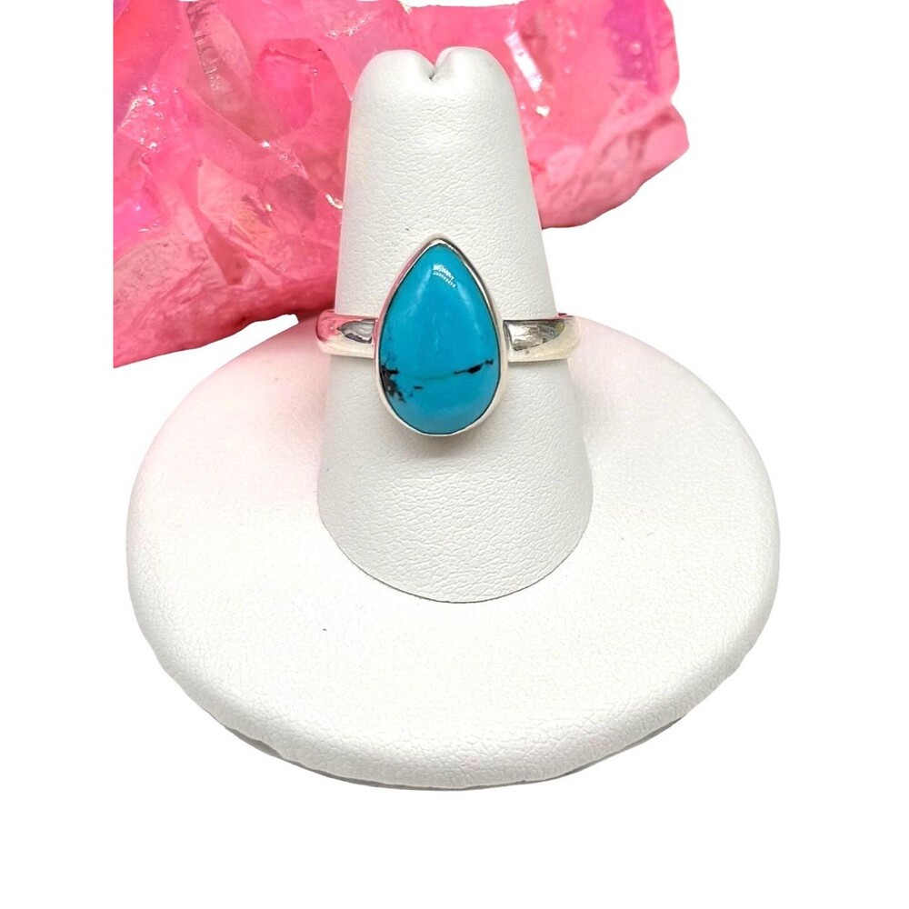 Aztec Mountain Turquoise Ring Size 8 Solid 925 Sterling Silver